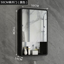 Nordic Black and White Solid Wood Bathroom Mirror Cabinet Waterproof Toilet Mirror Box Wall Storage