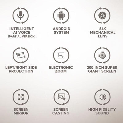 Home Android Projector 1080P Portable W80 Smart 4K LED LCD Wireless WIFI Bluetooth5.0 HD Mini Home