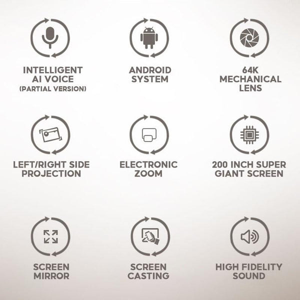 Home Android Projector 1080P Portable W80 Smart 4K LED LCD Wireless WIFI Bluetooth5.0 HD Mini Home