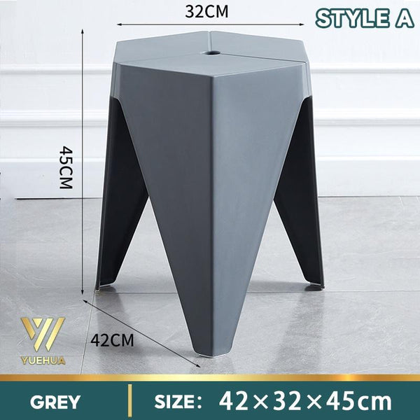 【BUY 3 GET 1 FREE】Stackable Small Stool Durable Solid Color Plastic Stool Thickened Dining Chair