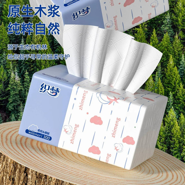 [4 Packs] Wood Pulp Facial Tissue for Hand Wiping