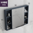 K.T Bathroom Mirror Cabinet Wall Mounted Aluminum Alloy Toilet Storage Box with Towel Rack Shelf