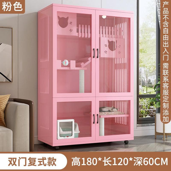 HOOPET Cat Cage Solid Wood Villa Pot Cage Super Large Luxury Cabinet Nest Kitten Double Deck Three