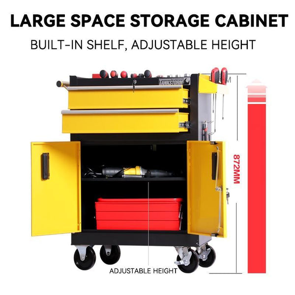 Syezyo Tool Box Cart Multifunctional Tool Cart Auto Repair Trolley Drawer Type Mobile Toolbox Iron