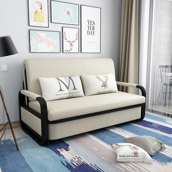 Folding bed Baizhi Fabric Foldable Bed 1.2 Latex Sitting and Lying Multi-functional Double Living
