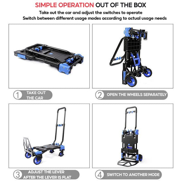 Household Foldable Trolley Big Capacity Multifunction Cart Loading 150kg Platform Trolley Can Adjust