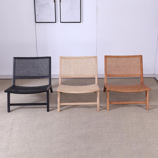 Nordic rattan chair back chair property balcony lounge chair single solid wood recliner rattan chair