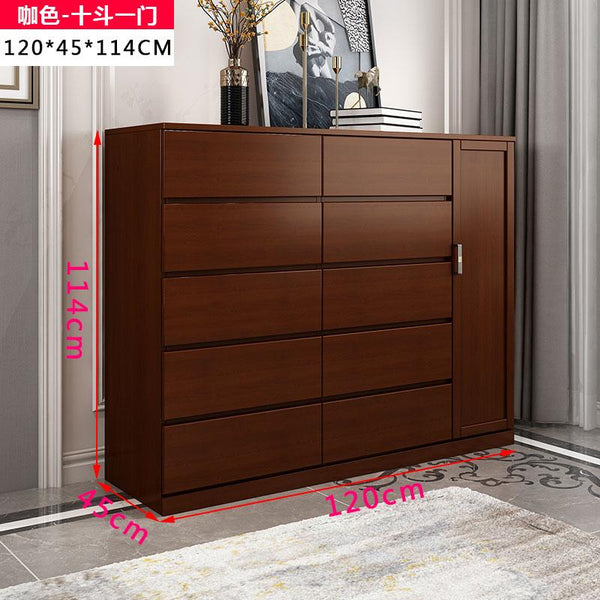 All Solid Wood Simple Modern Drawer Locker Living Room Bedroom Storage Cabinet Chest of Drawers