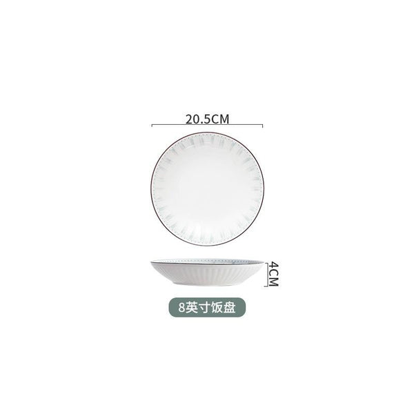 Bowls Plates Spoons Tableware Soup Simple Blue Lines Nordic Dishes Wholesale Household Ceramic