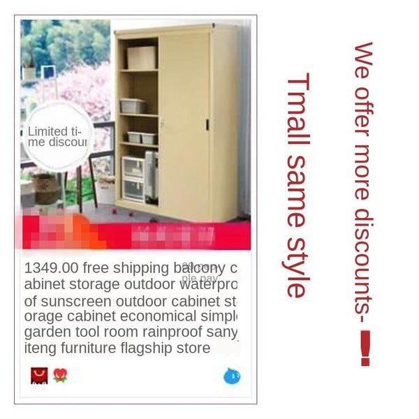 Balcony Cabinet Locker Sunscreen Waterproof Storage Cabinet Outdoor Iron Outdoor Open-air