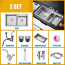 Kitchen Sink Handmade 304 Stainless Steel Double Trough with Knife Rest Thickened Sink