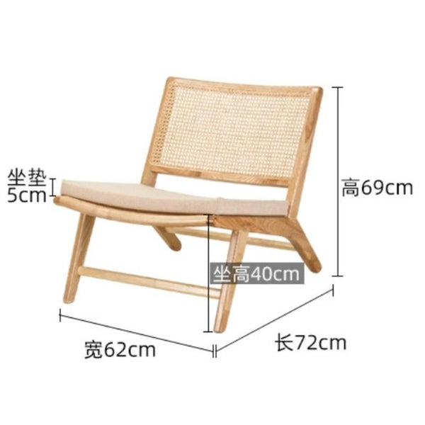 Nordic rattan chair back chair property balcony lounge chair single solid wood recliner rattan chair