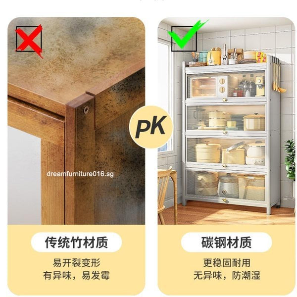 Kitchen Cabinet With Door Multi-functional Storage Cabinet For Bowls Chopsticks Plates Dishes Pans
