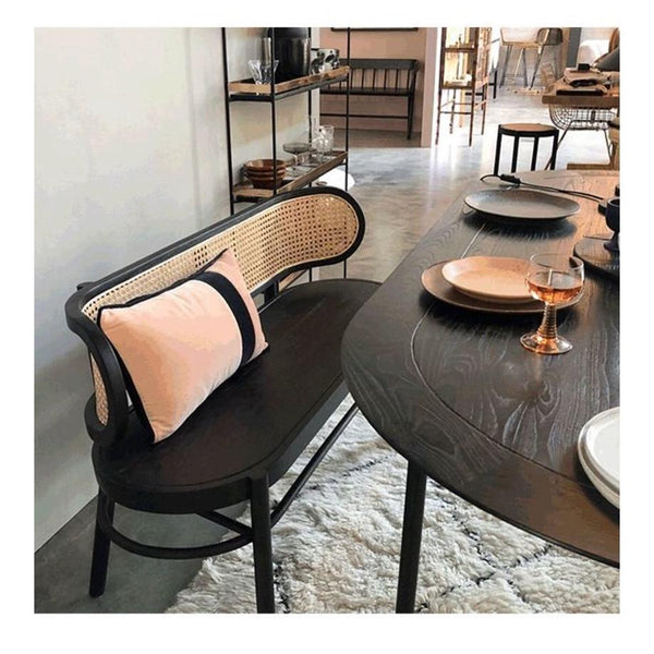 GC Rattan Chair French Dining Chair Solid Wood Double Chair Log Bench Balcony Household Simple