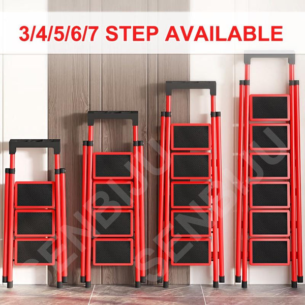 SENBIJU Ladder Indoor Household Thickened 5-step Ladder 6-7-8 Step Folding Herringbone Ladder