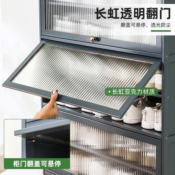 Shoe Cabinet Home Black Gray Shoe Cabinet 2022 New Flip Door Shoe Rack Cabinet