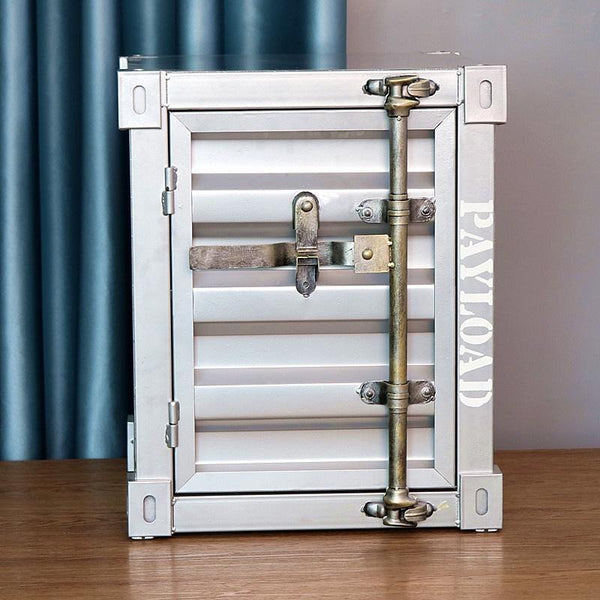 Side Table Industrial Style Container Wrought Iron Bedside Table Decorative Storage Cabinet Bedroom