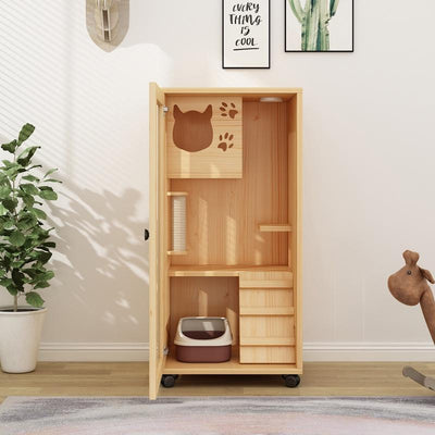 HERON Cat Cage Villa Solid Wood Luxury Home Cat Cabinet General Breeding Room Pet Room
