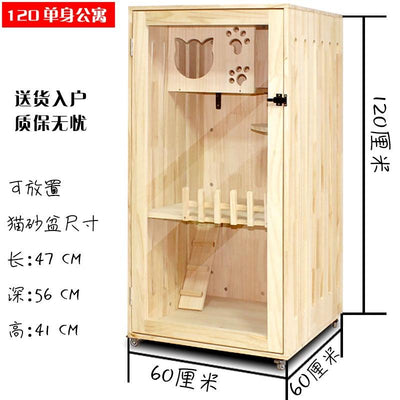 RUNPET Cat House Solid Wood Cat Villa Household Double Layer Three Layer Cat Cage Transparent Cat