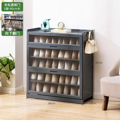 Shoe Cabinet Home Black Gray Shoe Cabinet 2022 New Flip Door Shoe Rack Cabinet