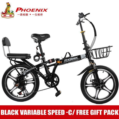 Phoenix Foldable Bicycle 7 Speed Variable Speed Foldable Bike High Carbon Steel Double Disc Brake