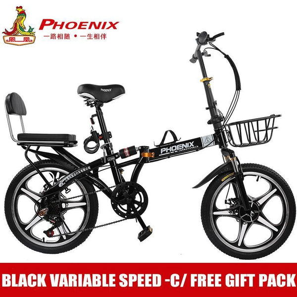 Phoenix Foldable Bicycle 7 Speed Variable Speed Foldable Bike High Carbon Steel Double Disc Brake