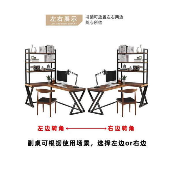 Solid Wood Corner Table Bookshelf Combination L-shaped Desk Home Corner Computer Desk