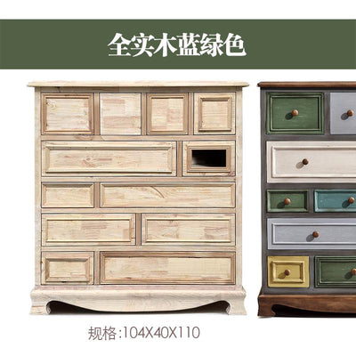 American Bucket Cabinet Solid Wood Bedroom Drawer Storage Wooden Chest of Drawers Living Room Simple
