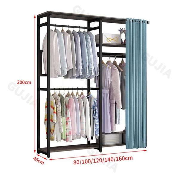 HZ Wardrobe Clothes Rack Hanger Rack Bedroom Floor Household Storage Shoe Rack Integrated Dust