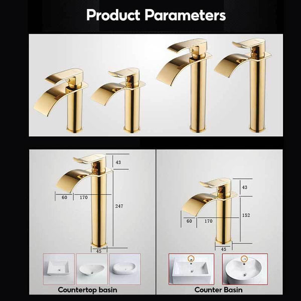 RUNZE Gold Basin Sink Hot & Cold Mixer Kitchen Faucet Brass Bathroom Water Tap Multi-styles To