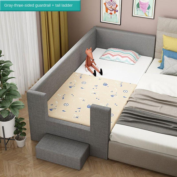 Children's Wide Plus Long Stitching with Guardrail Frame Single Male and Girl Board Pine Solid Wood