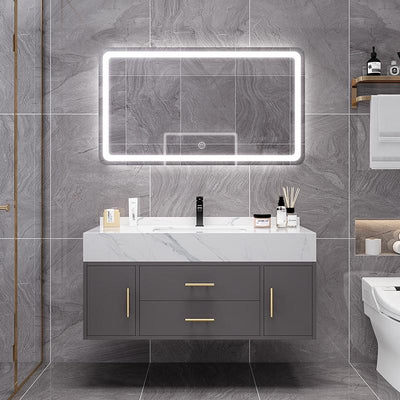 Runzeu Rock Slab Marble Bathroom Cabinet Combination Modern Simple Toilet Washstand Washbasin Light