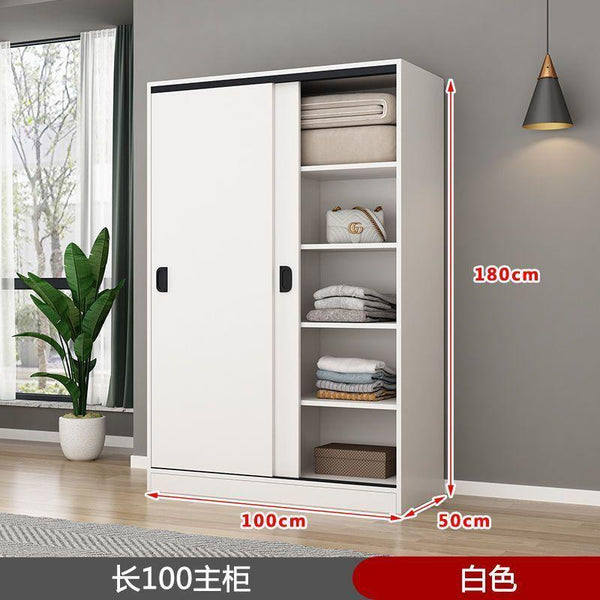 Sliding Door Wardrobe Simple Modern Bedroom Household Storage Children's Solid Wood Panel Locker