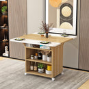 Foldable Dining Table Movable Dining Table Set Pulley Rectangular Multifunctional 4-person 6-person