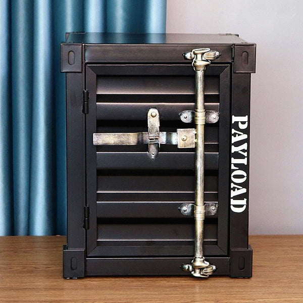 Side Table Industrial Style Container Wrought Iron Bedside Table Decorative Storage Cabinet Bedroom