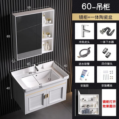 Vanity Cabinet Bathroom Space Aluminum Bathroom Cabinet Combination Wash Basin Wash Basin Small