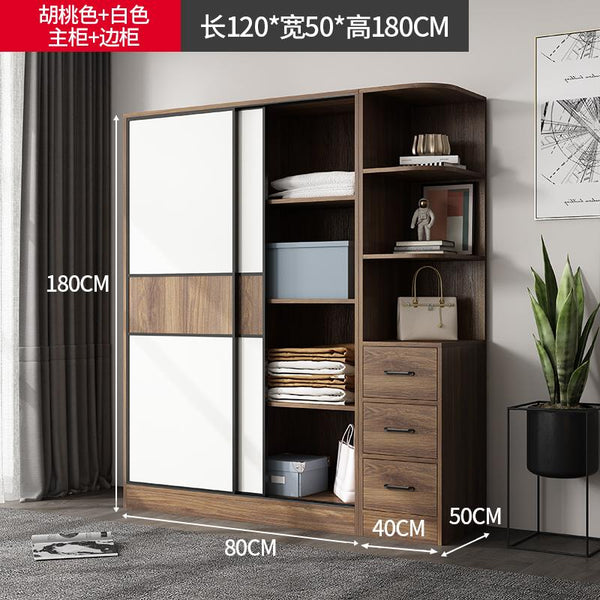 Solid 2021 with Wood Wardrobe Sliding Door Modern Simple Rental House Small Coat Cabinet Family
