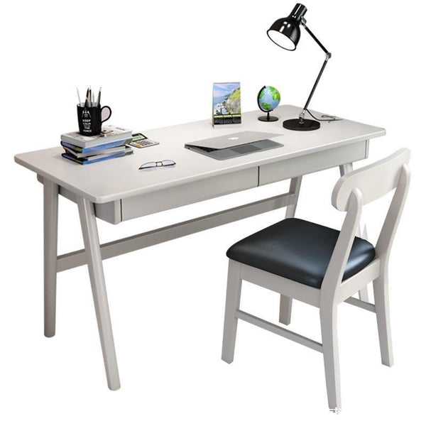 YICHANG Solid Wood Study Table Office Desk Modern Minimalist Students White Writing Table