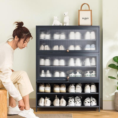 Shoe Cabinet Home Black Gray Shoe Cabinet 2022 New Flip Door Shoe Rack Cabinet