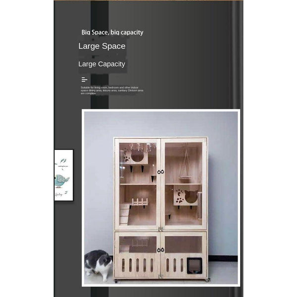 Wood Four Solid Seasons Universal Closed Luxury Apartment House Household Cat Cabinet