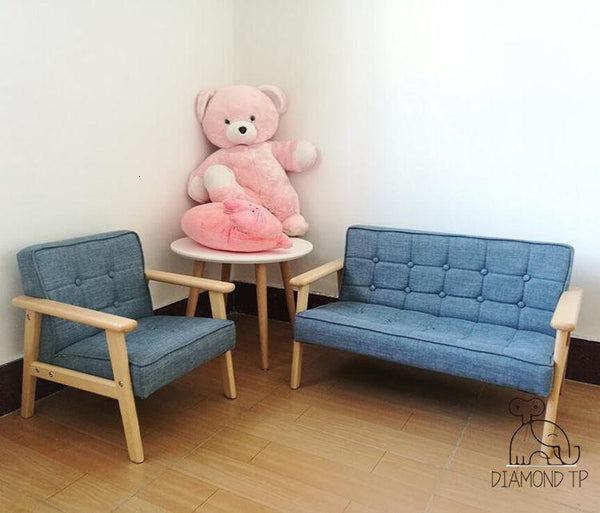 Fart mom INS Nordic solid wood stool small sofa children's room kindergarten decoration baby photo