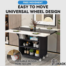 Foldable Dining Table Movable Dining Table Set Pulley Rectangular Multifunctional 4-person 6-person