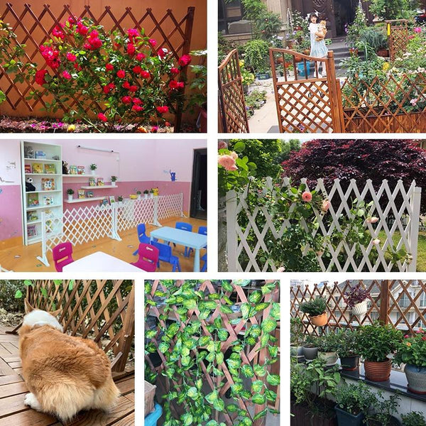 Anti-corrosion Wood Fence Outdoor Retractable Decorative Fence Indoor Pet Lattice Fence