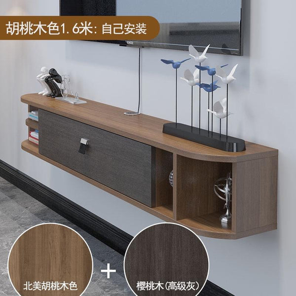 ARPER Modern Wall Hanging Tv Cabinet Ultra-thin Walnut Color Living Room Wall Shelf Solid Wood