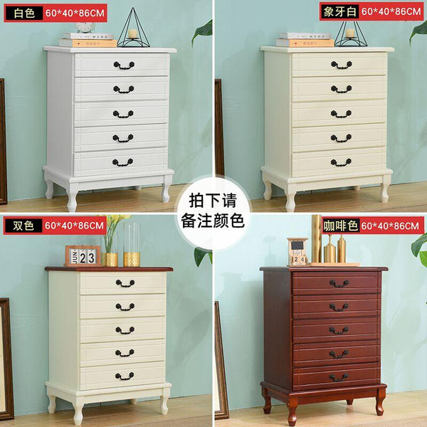 European-style Solid Wood Modern Light Luxury Bedroom Chest of Drawers Simple White Living Room
