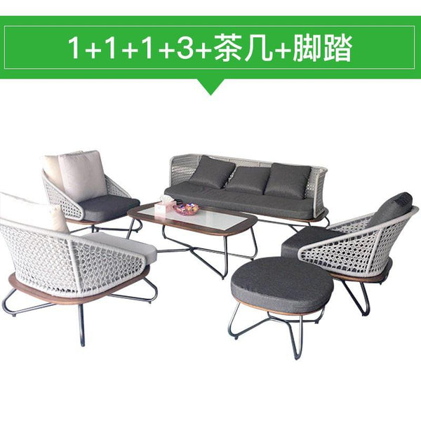 Nordic Outdoor Rattan Sofa Combination Living Room Courtyard Leisure Chair Outdoor Rattan Sofa