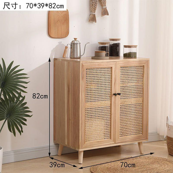 GC Kitchen Cabinet Storage Rattan Cabinet Solid Wood Household Wall Integrated Rattan Cabinet