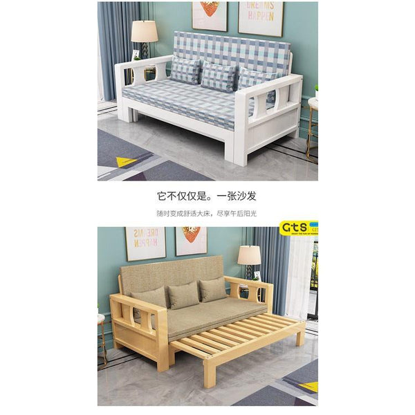 Solid Wood Sofa Bed Multifunctional Sofa Bed Simple Retractable Bed