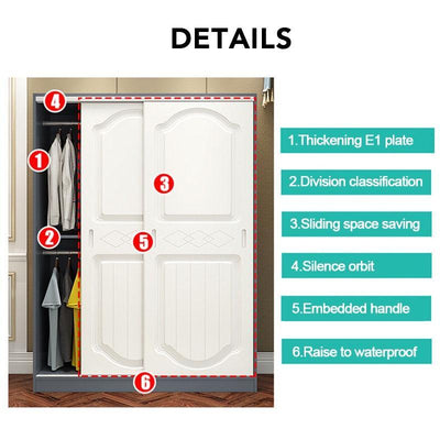 Kinbolee Solid Wood Wardrobe Multi-smell Small Wardrobe Nordic Sliding Door Wardrobe