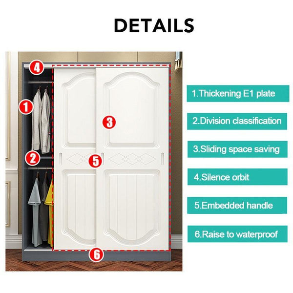 Kinbolee Solid Wood Wardrobe Multi-smell Small Wardrobe Nordic Sliding Door Wardrobe